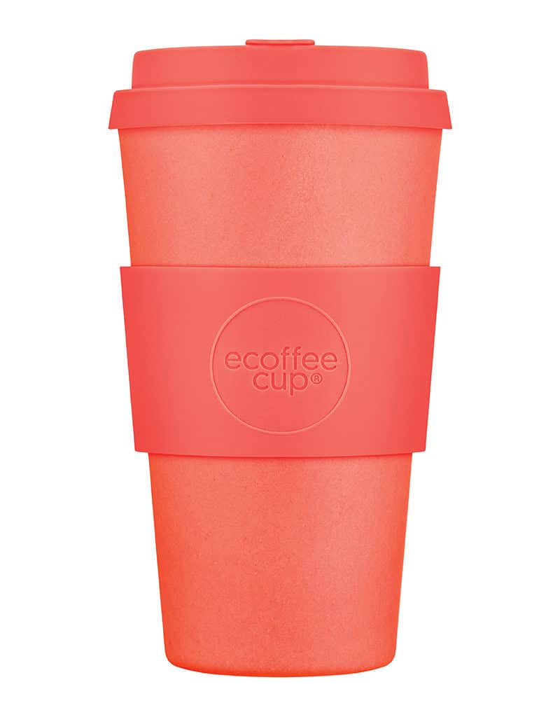 Tall orange sustainable coffee cup