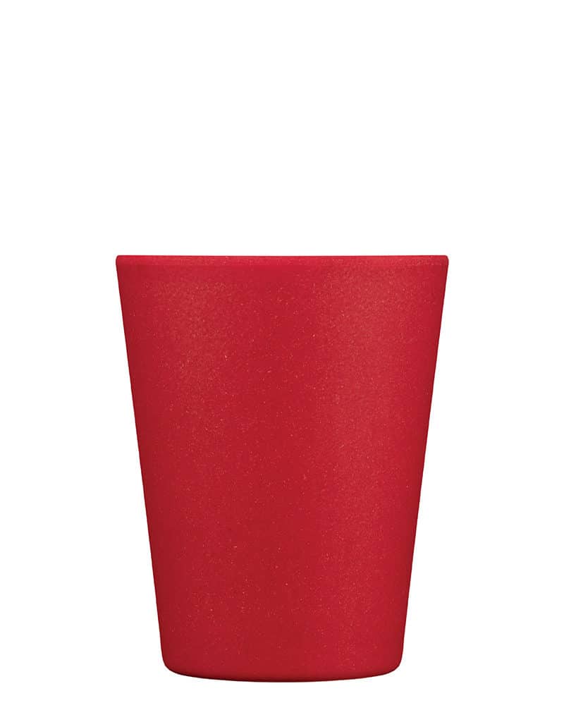 small red reusable cup