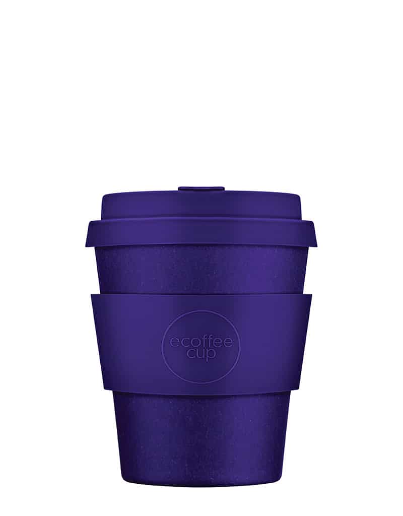 small purple reusable coffee cup