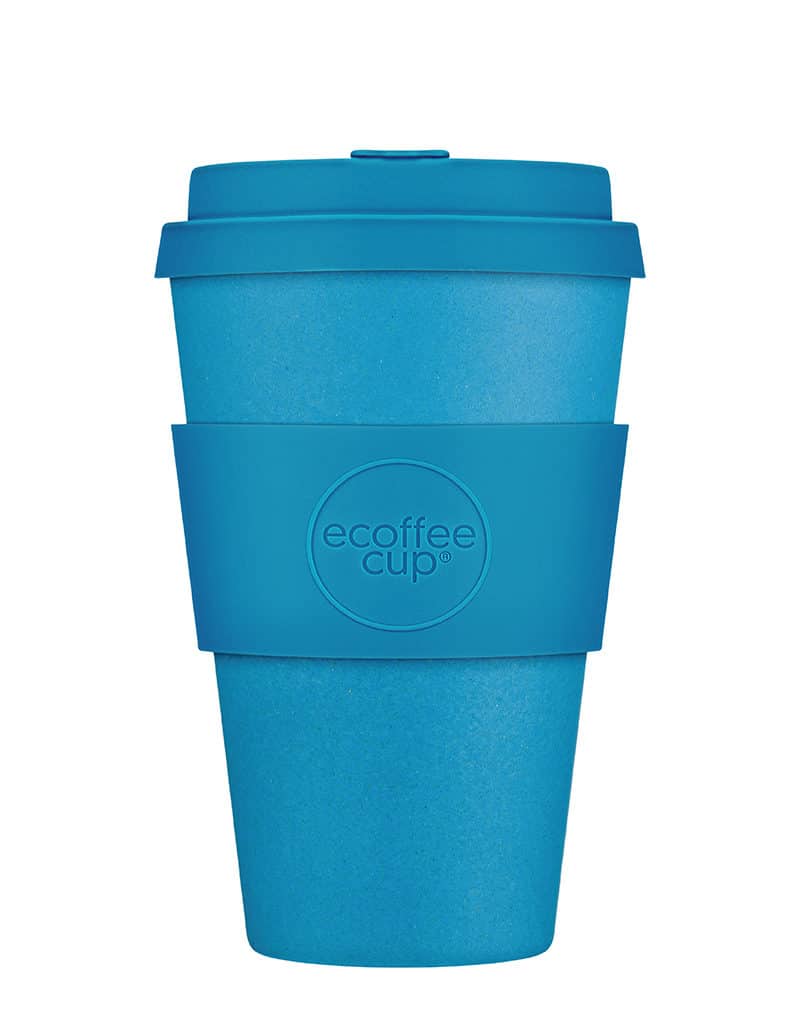 Blue Reusable Coffee Cup with a Lid
