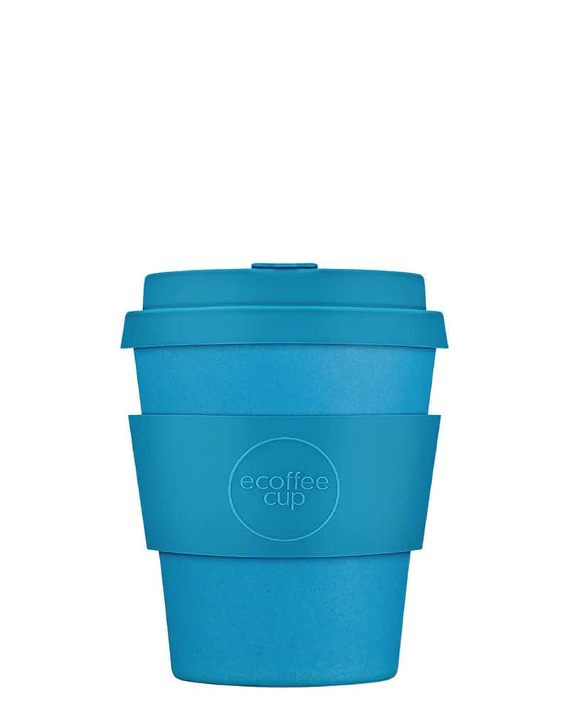 Small blue reusable coffee cup